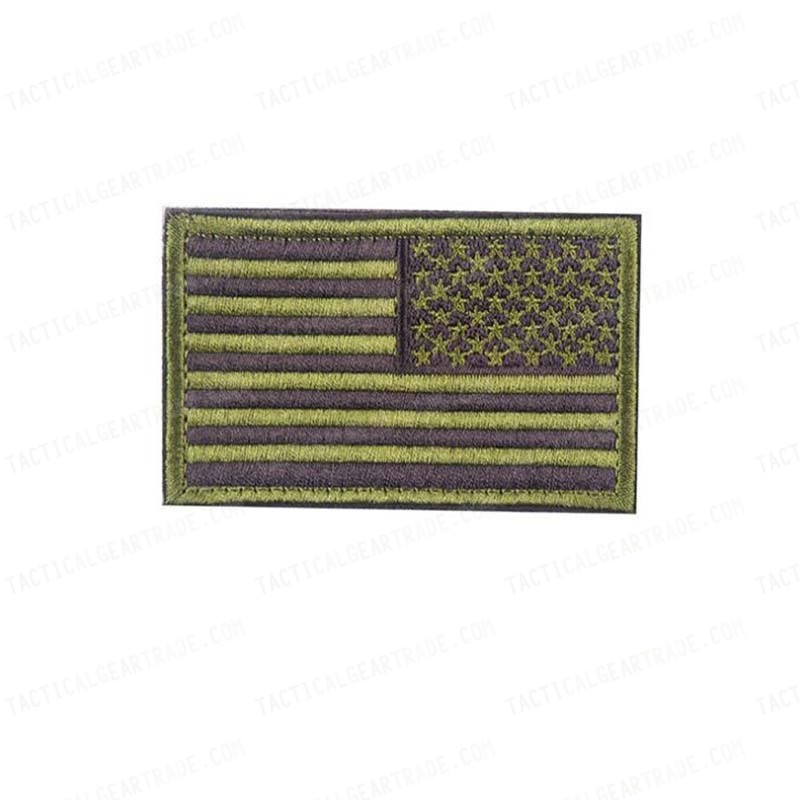 American USA reversed flag olive drab green morale parche patch VELCRO® brand