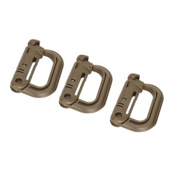Grimloc D-Ring Locking Molle Carabiner 3pcs Pack Brown