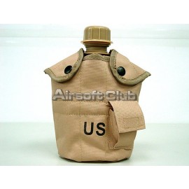 1Qt Canteen Water Bottle w/Pouch & Cup Desert Tan