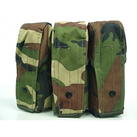 Airsoft Molle Triple AK Magazine Pouch Camo Woodland