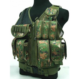 Deluxe Airsoft Tactical Combat Mesh Vest Digital Camo Woodland