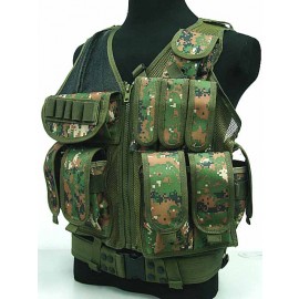 Deluxe Airsoft Tactical Combat Mesh Vest Digital Camo Woodland