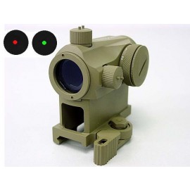 1x24 Micro T-1 Red/Green Dot Sight Scope w/QD High Mount Tan