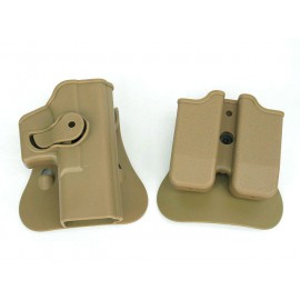 IMI Style GLOCK 17/19 RH Pistol & Magazine Paddle Holster Tan