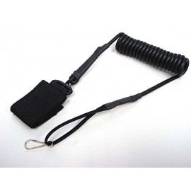 Tactical Pistol Handgun Elastic Spring Lanyard Sling BK