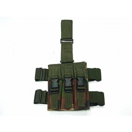 Triple MP5 Magazine Drop Leg Pouch Camo Woodland