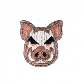 USMC US Marine Wild Hog Boar Pig Head Velcro Patch Tan