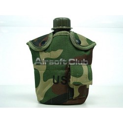 1Qt Canteen Water Bottle w/Pouch & Cup Camo Woodland