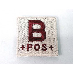 B POS Blood Type Identification Velcro Patch Tan