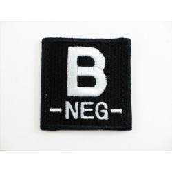 B NEG Blood Type Identification Velcro Patch Black