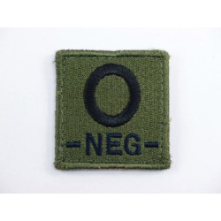 O NEG Blood Type Identification Velcro Patch Olive Drab OD
