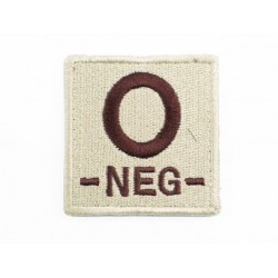 O NEG Blood Type Identification Velcro Patch Tan