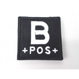B POS Blood Type Identification Velcro Patch Black