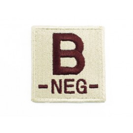 B NEG Blood Type Identification Velcro Patch Tan