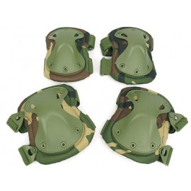 SWAT X-Cap Airsoft Paintball Knee & Elbow Pads Camo Woodland