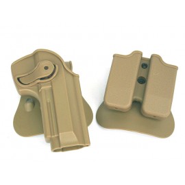 IMI Style Beretta 92/96 RH Pistol & Magazine Paddle Holster Tan